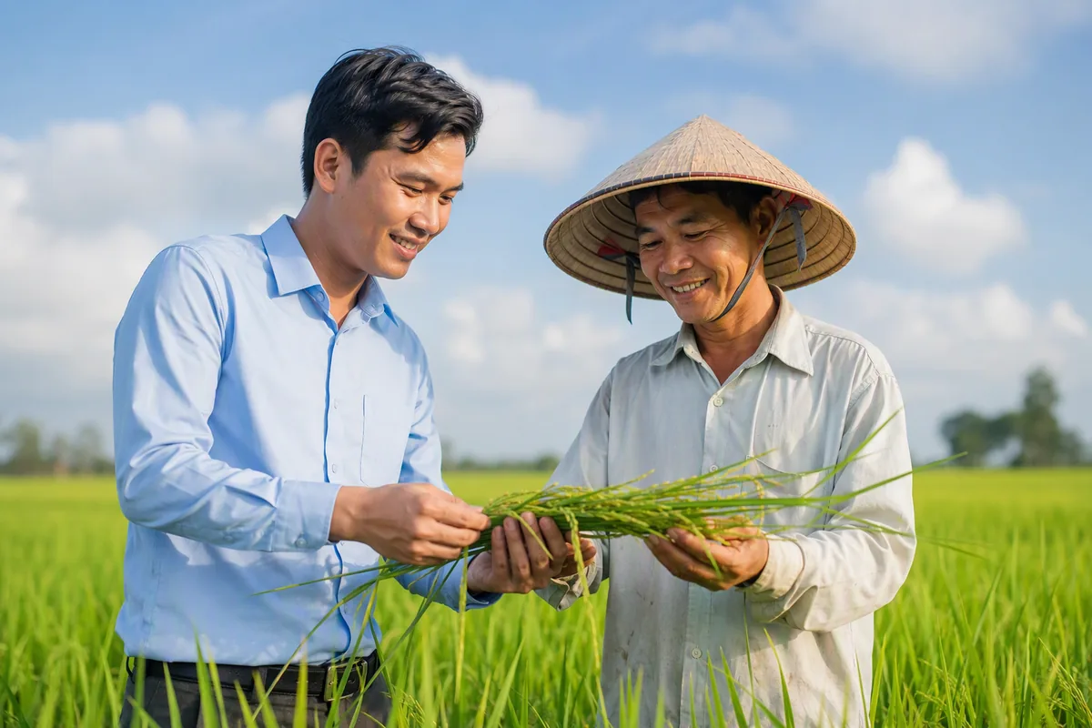 Kỹ sư VOCHIRON thăm ruộng cùng nông dân miền Tây